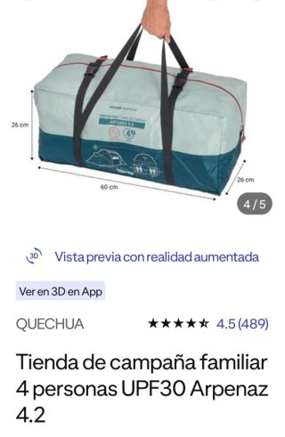 Tienda campaña Arpenaz 4 personas