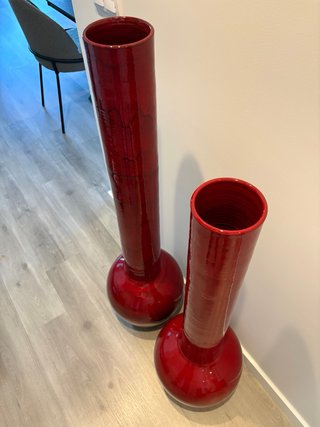 Juego 2 Jarrones Cerámicos Rojos