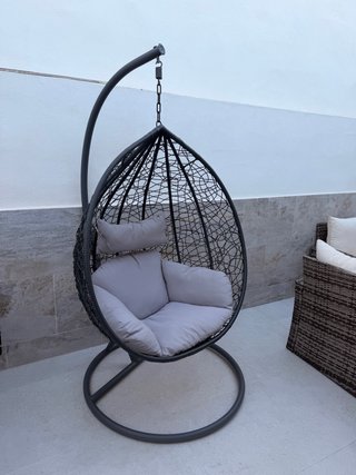 Sillón Colgante Jardín Metal Mimbre
