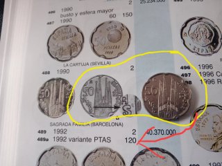50 PTAS España 1992 Variante PTAS.