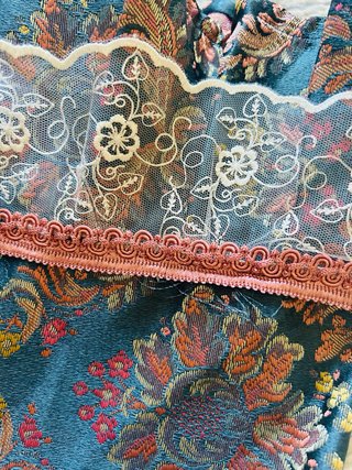 Copritavolo vintage damascato pizzo cotone e raso