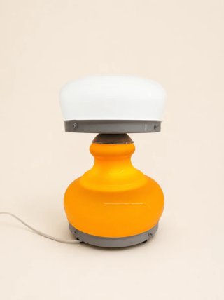 Candeeiro de mesa opalino Laranja e Branco