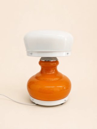 Candeeiro de mesa opalino Laranja e Branco