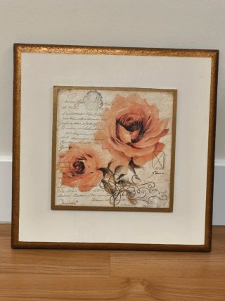2 Cuadros Rosas y Letras 33x33cm