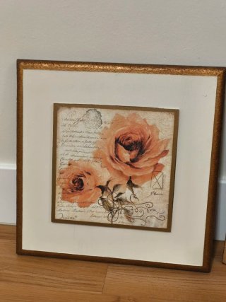 2 Cuadros Rosas y Letras 33x33cm