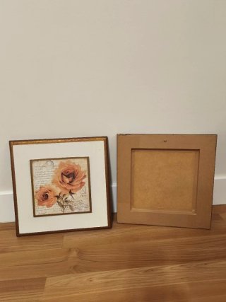 2 Cuadros Rosas y Letras 33x33cm