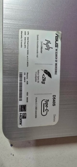 Asus D540S Plata