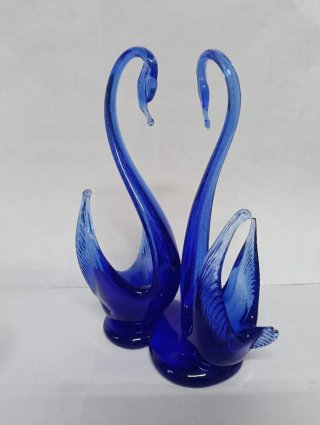 Figuras de Cisne de Cristal Azul