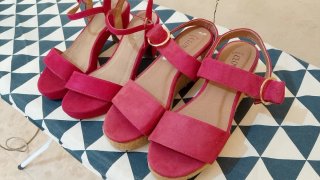 Sandalias Fucsia Tacon Plataforma