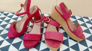 Sandalias Fucsia Tacon Plataforma