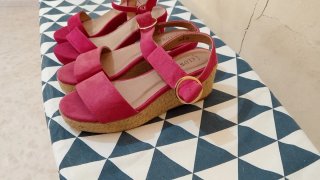 Sandalias Fucsia Tacon Plataforma
