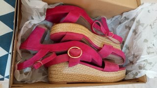 Sandalias Fucsia Tacon Plataforma