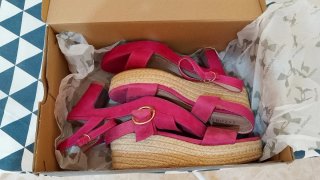 Sandalias Fucsia Tacon Plataforma