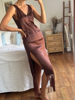 Vestido largo Zara marrón