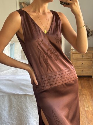 Vestido largo Zara marrón