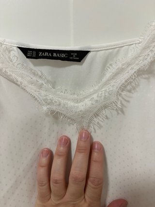 Blusa Zara tirantes encaje blanca T.XS
