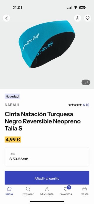 Cinta de natación Nabaiji