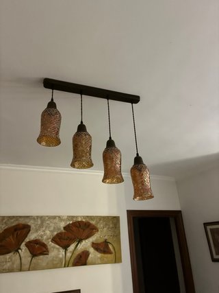 Lámparas de salón madera y cristal 2 unidades