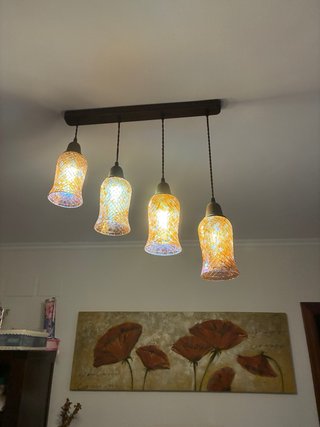 Lámparas de salón madera y cristal 2 unidades