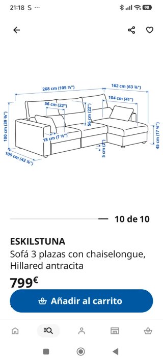 Sofá Ikea Eskilstuna beige tela