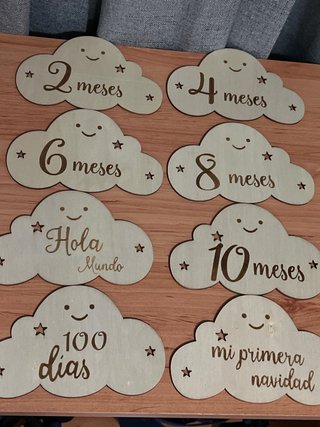 Carteles madera meses y días señalados bebé