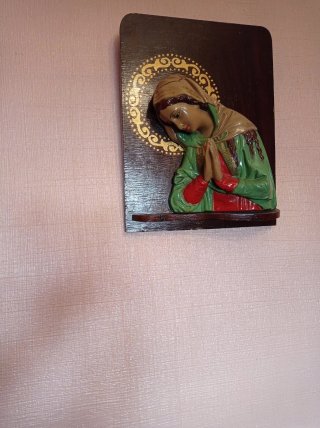 Cuadro Virgen Orando Madera y Plástico
