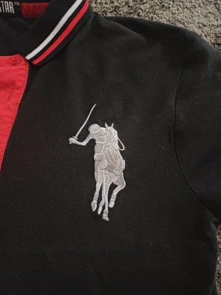 Polo Top Star Negro Logo Bordado XXL