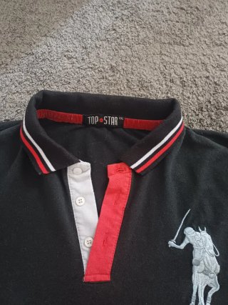 Polo Top Star Negro Logo Bordado XXL