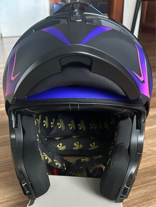 Casco de moto Soman azul y morado