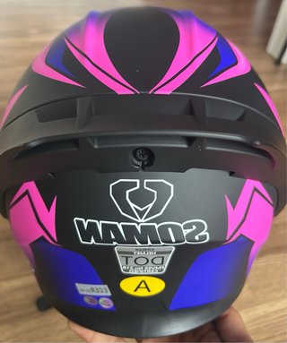 Casco de moto Soman azul y morado