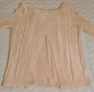 Jersey punto trenzado rosa palo mujer