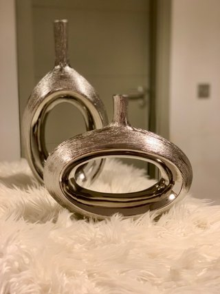 Jarrón Cerámico Moderno Plata