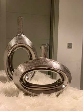 Jarrón Cerámico Moderno Plata