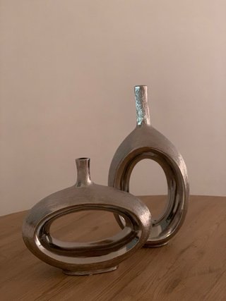 Jarrón Cerámico Moderno Plata