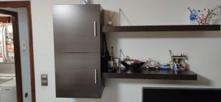 Mueble comedor buffet madera y cristal