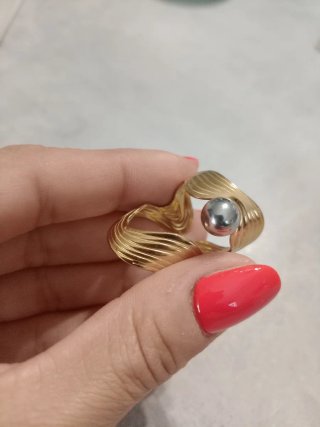 Anello acciaio oro e argento
