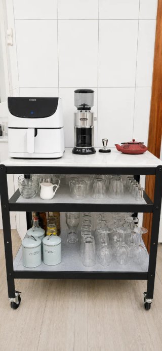 Carrito cocina metálico con sobre de resina