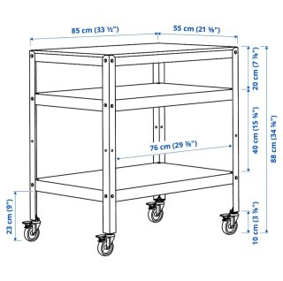 Carrito cocina metálico con sobre de resina
