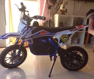 Moto Eléctrica Infantil Motocross Azul/Blanca