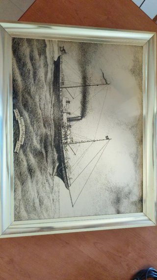 Cuadro antiguo barco vapor