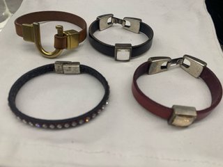 Lote 4 Pulseras Cuero y Cristales
