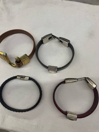 Lote 4 Pulseras Cuero y Cristales