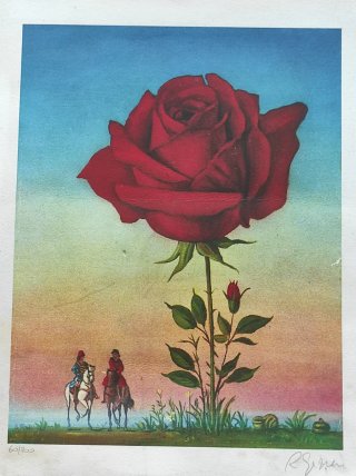 Grabado en color firmado 60/200 Rosa y Jinetes