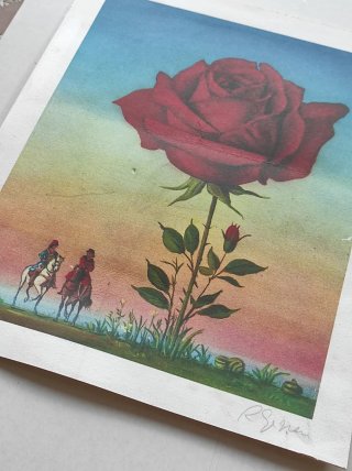Grabado en color firmado 60/200 Rosa y Jinetes