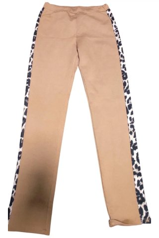Pantalones beige con detalle leopardo Talla M