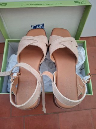 Sandalias Balerina Tacón Beige