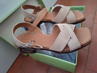 Sandalias Balerina Tacón Beige