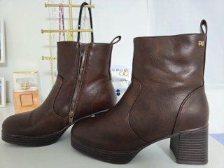 Botines tacón 6.5 cm marrón chocolate talla 36.