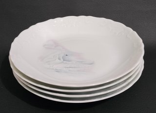 4 Platos Hondos Tharaud Limoges Cygne