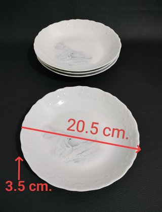 4 Platos Hondos Tharaud Limoges Cygne